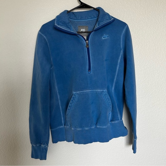 Nike Vintage 2000’s Quater Zip Up Light Faded Blue Sportswear Sweater - Picture 1 of 11